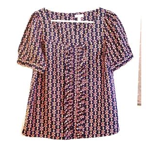 Lilly Pulitzer Navy and Pink Patterned Top